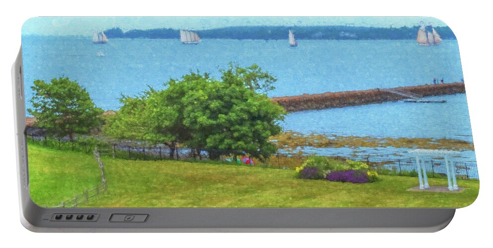 Maine Lobster Boats Portable Battery Charger featuring the photograph Rockland Harbor Boats by Tom Singleton