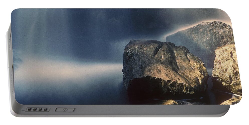 Rocks Portable Battery Charger featuring the photograph Rocks and Waterfalls by DArcy Evans