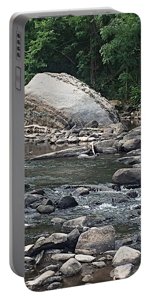 Catskill Creek Portable Battery Charger featuring the photograph Rocky Creekbed Catskill Creek by Ellen Levinson