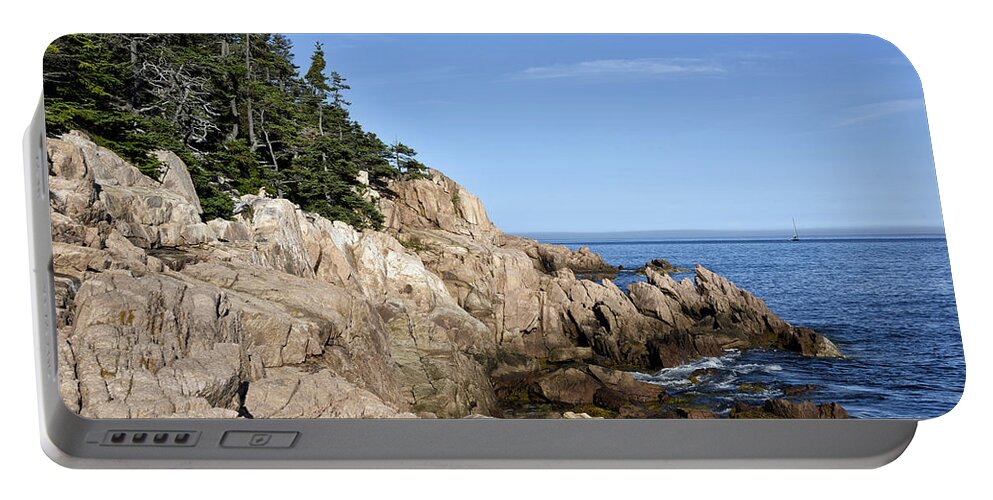 rocky Maine Coast Portable Battery Charger featuring the photograph Rocky Maine Coast by Brendan Reals