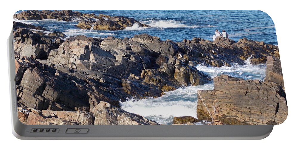Ogunquit Portable Battery Charger featuring the photograph Rocky Maine Coastline by Catherine Gagne