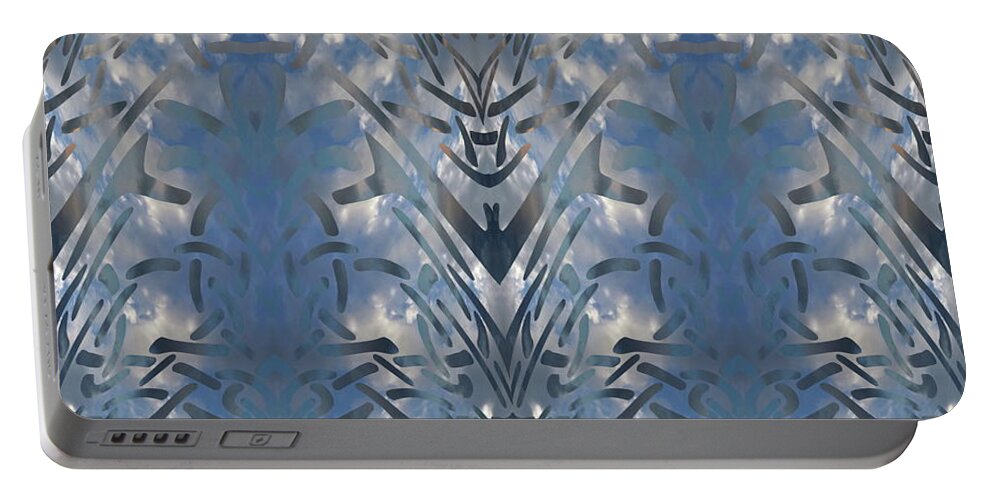 Sky Portable Battery Charger featuring the digital art Rocky Mountain Celtic Cloud Dance by Laura Davis