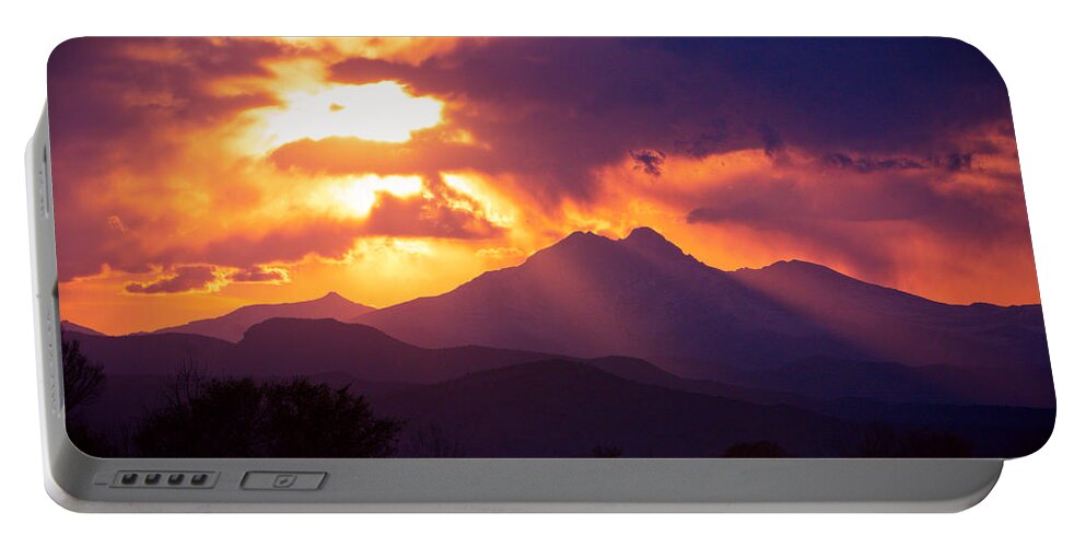 Boulder County; Boulder County The Book; Golden; Insogna; Longmont; Rocky Mountains; Colorado Landscapes; Colorado Nature Photography; Colorado Sunsets; Colorful; Golden Ponds; Image; Landscape; Naturephotography; Photograph; Posters; Prints; Stock I Portable Battery Charger featuring the photograph Rocky Mountain Sunset by James BO Insogna