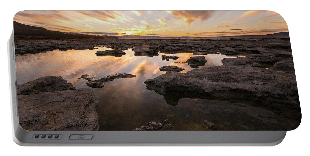Utah Lake Portable Battery Charger featuring the photograph Rocky Shores of Utah Lake by Wesley Aston