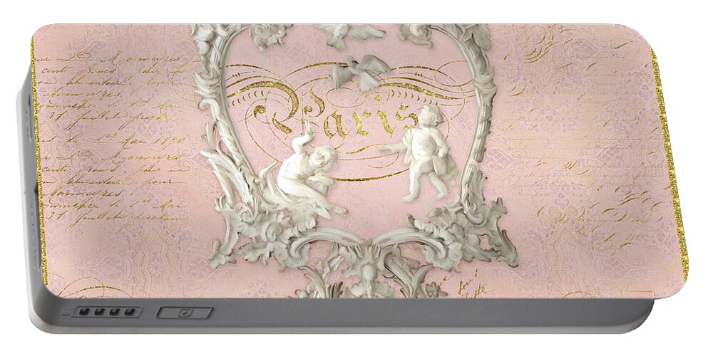 Baroque Portable Battery Charger featuring the painting Rococo Versailles Palace 1 Baroque Plaster Vintage by Audrey Jeanne Roberts