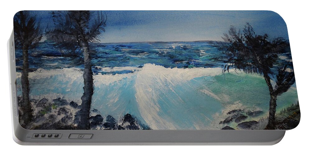 Beach Portable Battery Charger featuring the painting Rogue Wave by Dick Bourgault