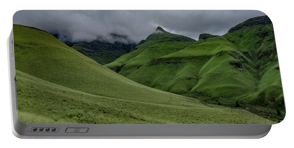 Mountains Portable Battery Charger featuring the photograph Rolling green Drakensberg Mountains by Gaelyn Olmsted