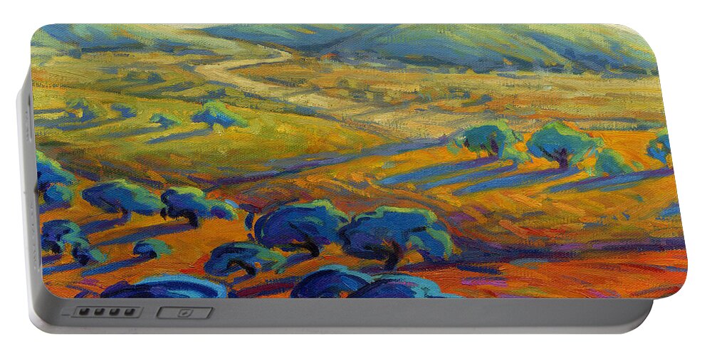 Rolling Portable Battery Charger featuring the painting Rolling Hills 3 by Konnie Kim