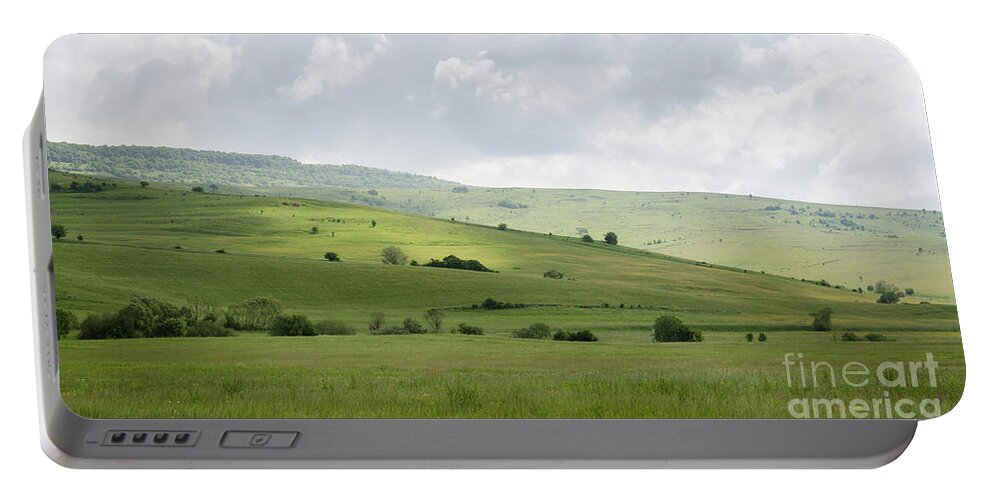 Clouds Portable Battery Charger featuring the photograph Rolling Landscape, Romania by Perry Rodriguez