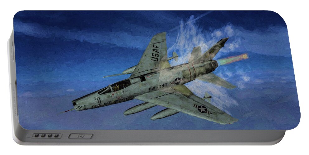 North American F-100 Super Sabre Portable Battery Charger featuring the digital art Rolling Thunder F-100 Super Sabre by Tommy Anderson