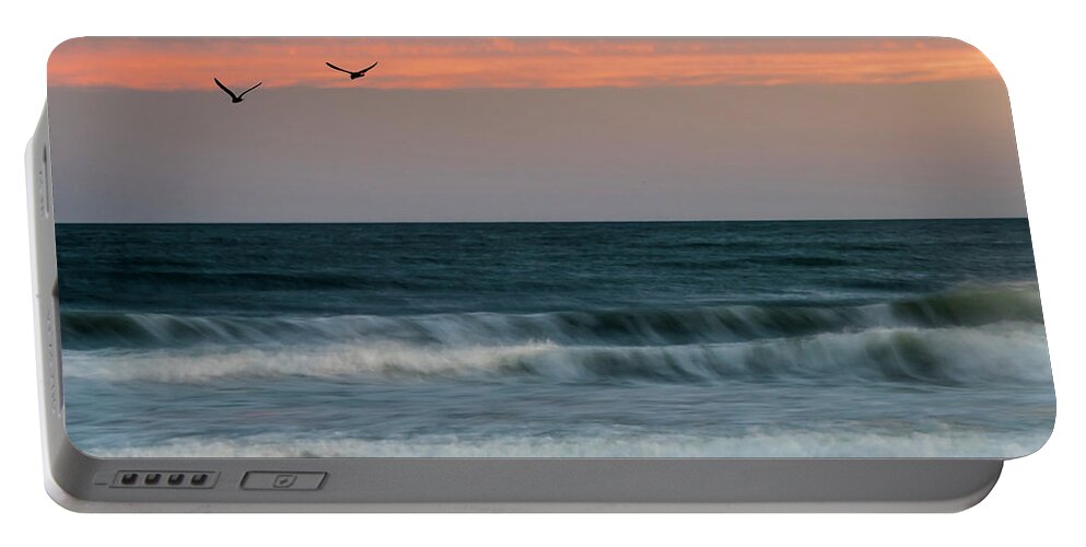 Ocean Portable Battery Charger featuring the photograph Rolling Waves by Cathy Kovarik