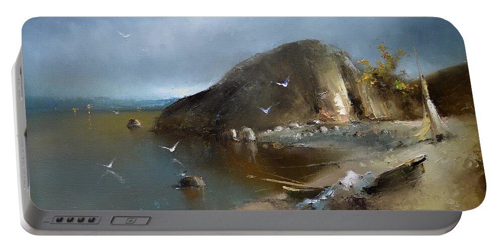Russian Artists New Wave Portable Battery Charger featuring the painting Romantic Coast by Igor Medvedev