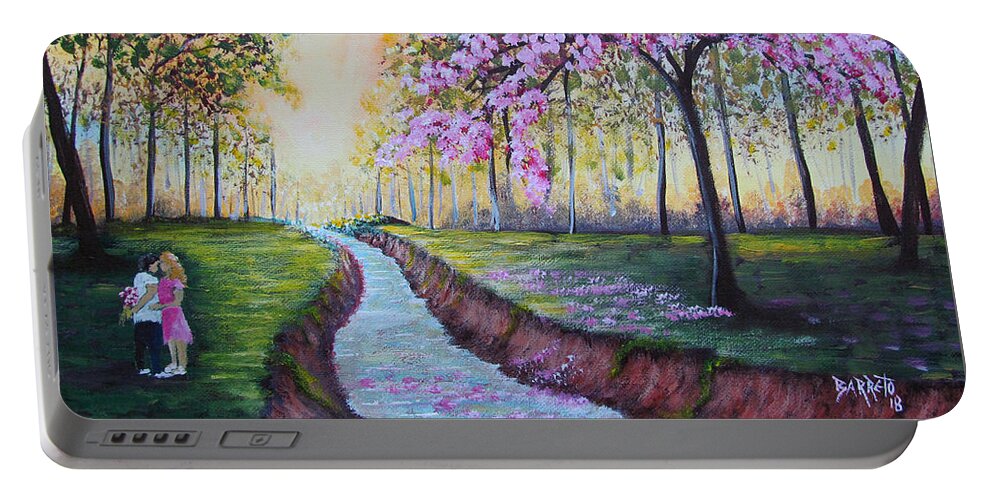 Couple Portable Battery Charger featuring the painting Romantic Moment by Gloria E Barreto-Rodriguez