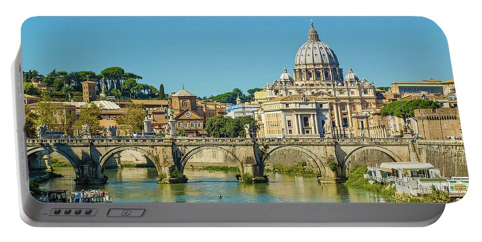 Rome Portable Battery Charger featuring the photograph Rome Tiber River by Maria Rabinky