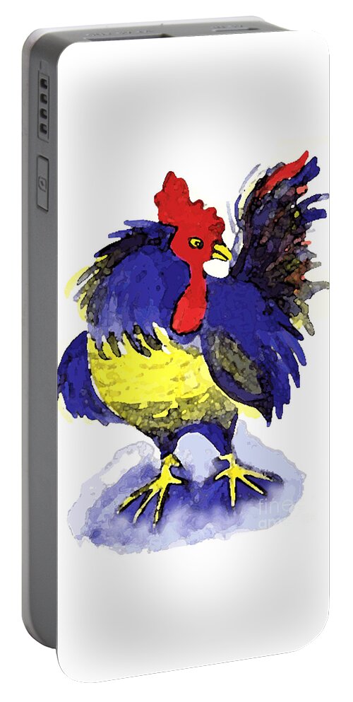 Rooster Portable Battery Charger featuring the painting Rooster by Art MacKay