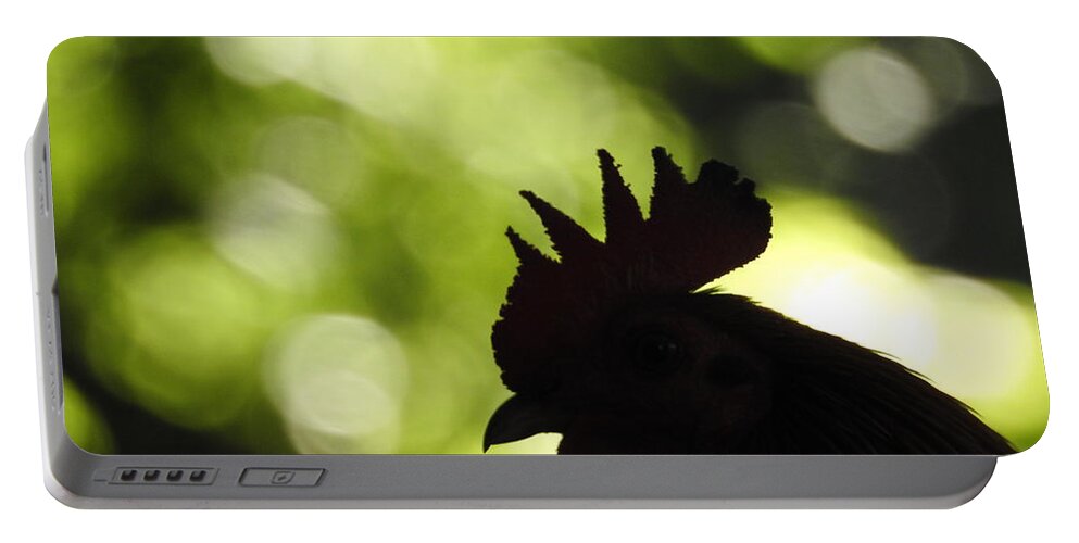 Rooster Portable Battery Charger featuring the photograph Rooster Silhouette by Jan Gelders