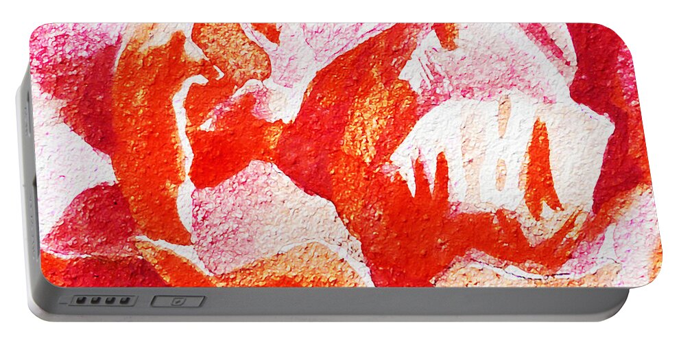 Rose Close Up Portable Battery Charger featuring the painting Rose Close Up Watercolor Painting by Irina Sztukowski