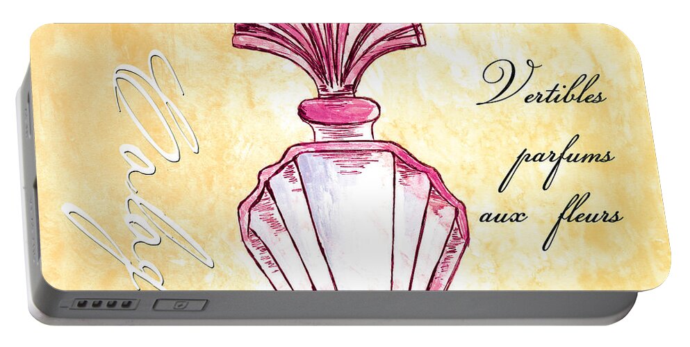 Perfume Portable Battery Charger featuring the painting Rose de Provence by Debbie DeWitt