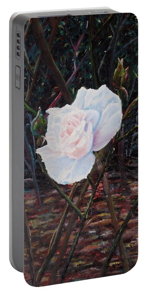 Acrylic Portable Battery Charger featuring the painting Rose by Medea Ioseliani