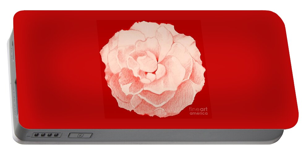 Pink Rose Portable Battery Charger featuring the digital art Rose On Red by Helena Tiainen