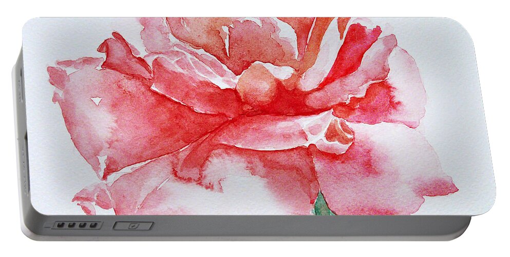 Flower Portable Battery Charger featuring the painting Rose pink by Jasna Dragun