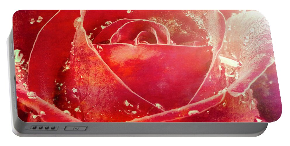 Rose Portable Battery Charger featuring the digital art Rose Voluptuous by Jean OKeeffe Macro Abundance Art