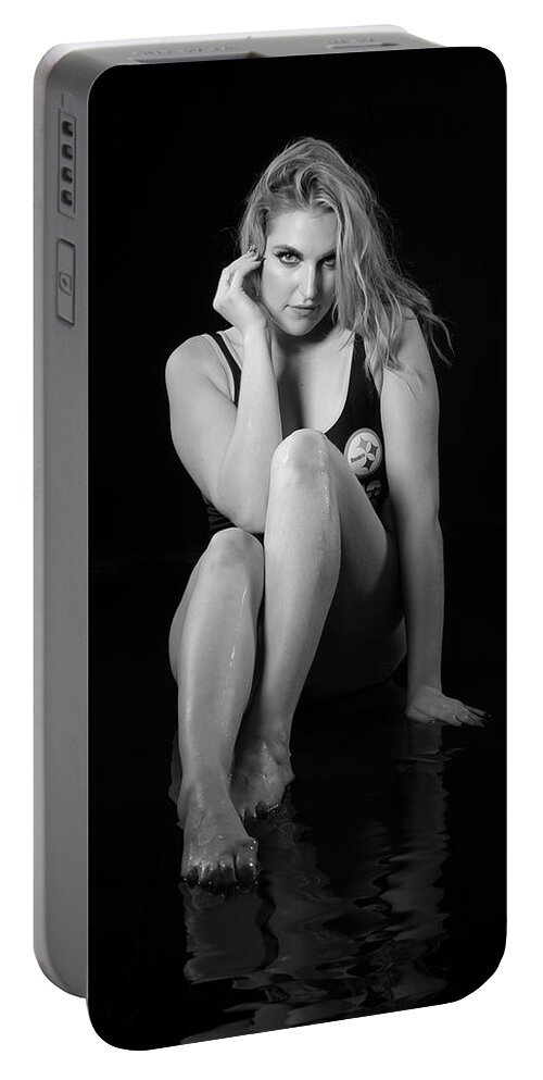 Implied Nude Portable Battery Charger featuring the photograph Rose--watershoot by La Bella Vita Boudoir