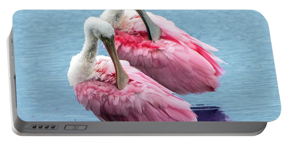 Bird Portable Battery Charger featuring the photograph Roseate Spoonbill Pair by William Bitman