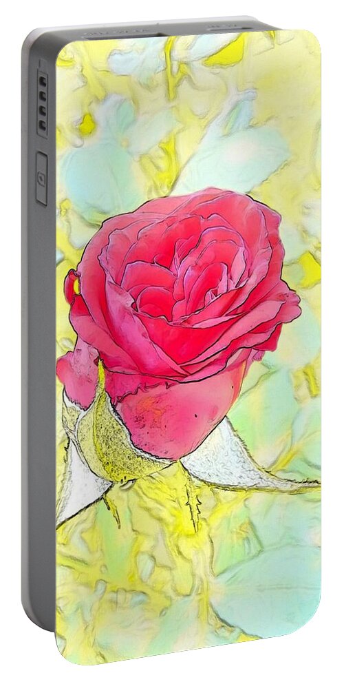 Rosebud Portable Battery Charger featuring the digital art Rosebud by Kumiko Izumi