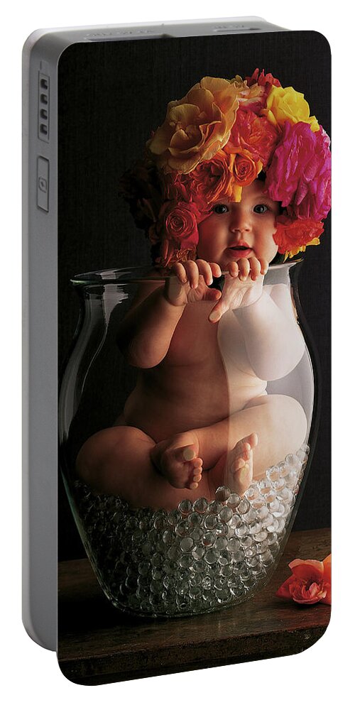 Rose Portable Battery Charger featuring the photograph Vase of Roses by Anne Geddes