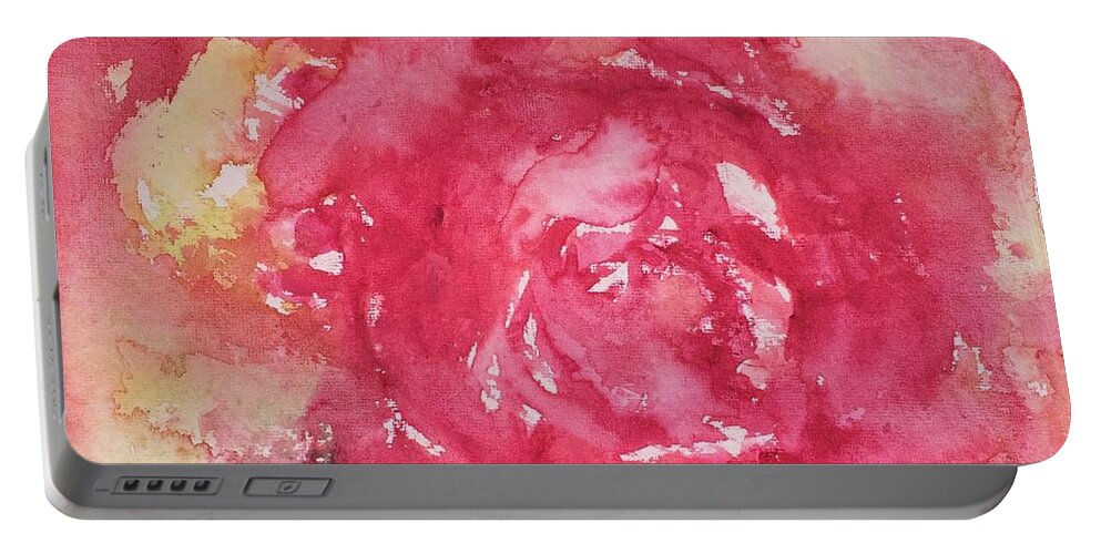 Rose Roses Rosa Portable Battery Charger featuring the painting Roses II by Aase Birkhaug ICA