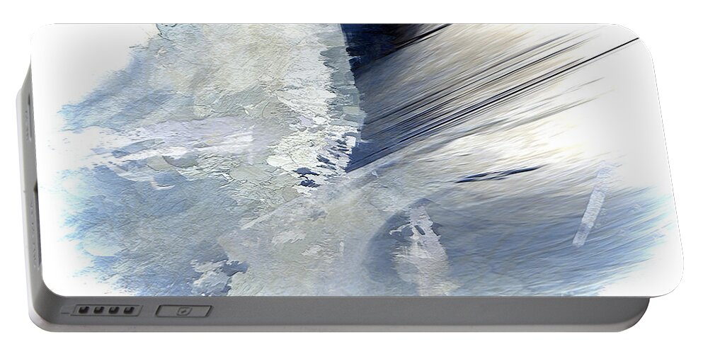 Blue Textured Art Portable Battery Charger featuring the digital art Rough Yet Peaceful by Margie Chapman
