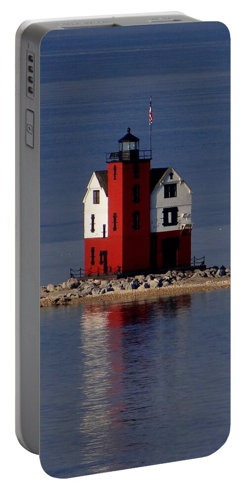 Round Island Lighthouse Portable Battery Charger featuring the photograph Round Island Lighthouse in the Morning by Keith Stokes