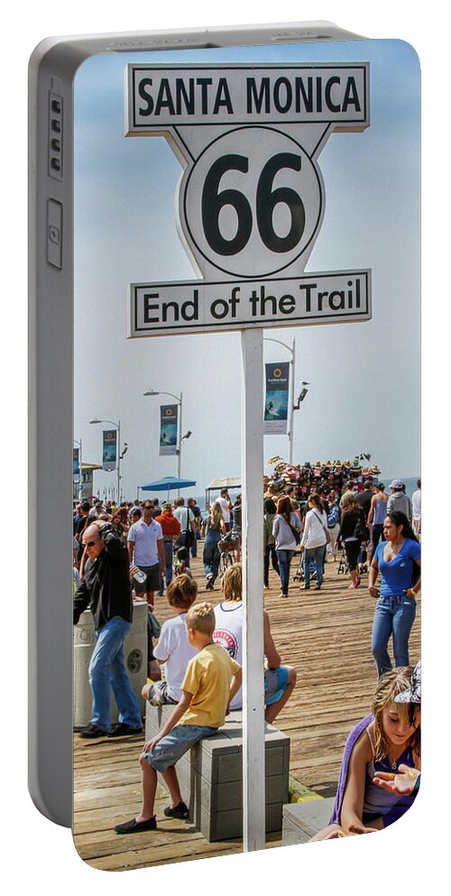 Route 66 Portable Battery Charger featuring the photograph Route 66 - End Of The Trail Santa Monica Pier by Gene Parks