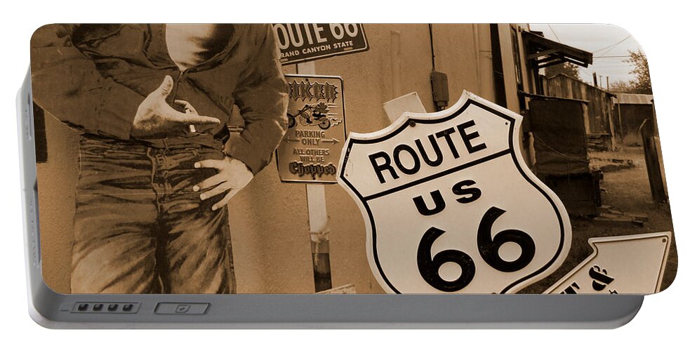 Route 66 Portable Battery Charger featuring the photograph Route 66 - Signs by Mike McGlothlen
