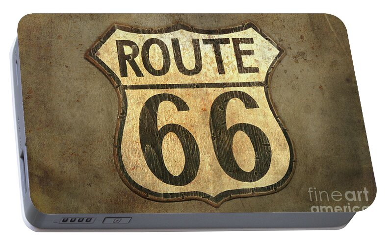 Sign Portable Battery Charger featuring the photograph Route 66 Sign by Teresa Zieba