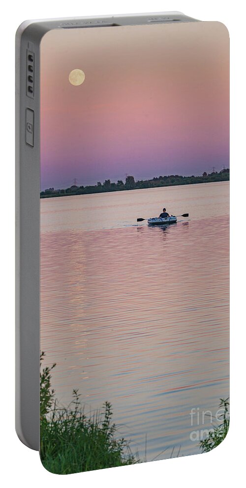 Holland Portable Battery Charger featuring the photograph Rowing to the moon by Casper Cammeraat