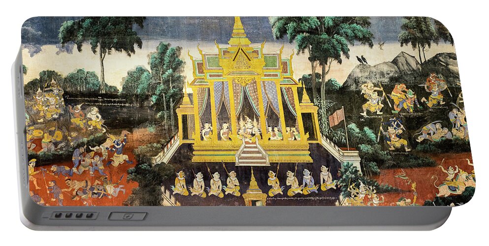 Cambodia Portable Battery Charger featuring the photograph Royal Palace Ramayana 10 by Rick Piper Photography