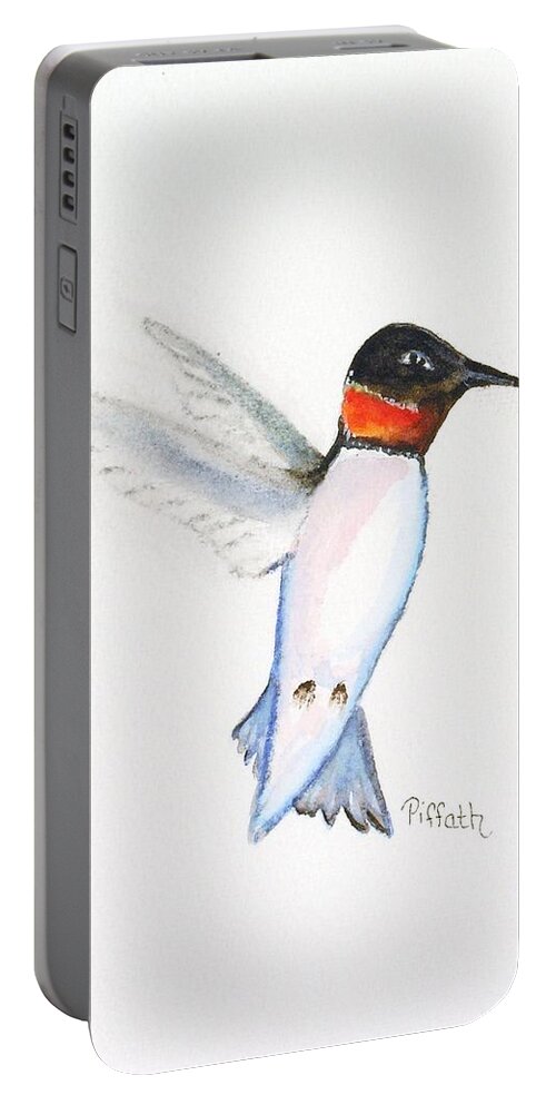 Hummingbird Portable Battery Charger featuring the painting Ruby Hummer by Patricia Piffath