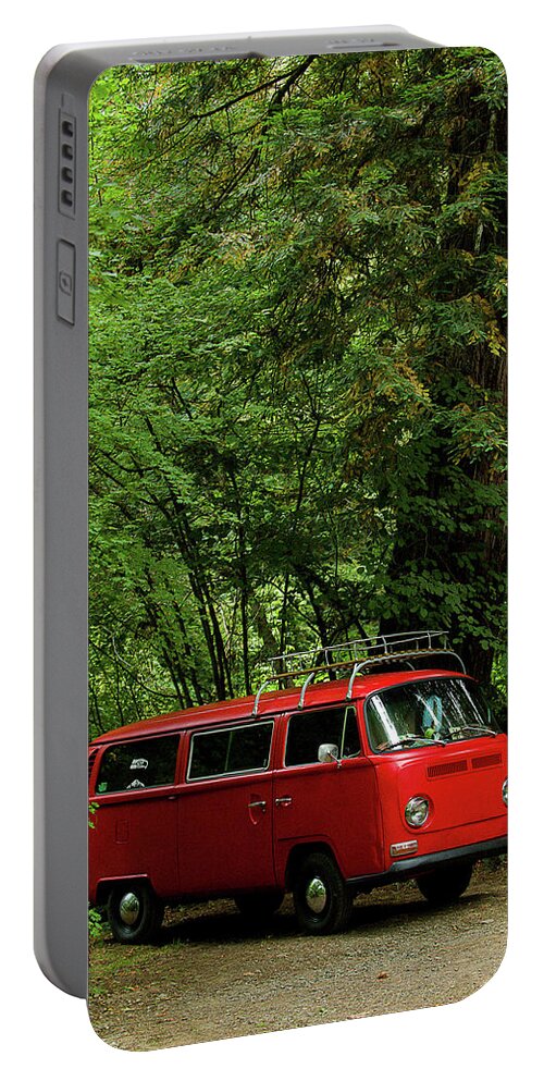 Bus Portable Battery Charger featuring the photograph Ruby in the Woods by Richard Kimbrough