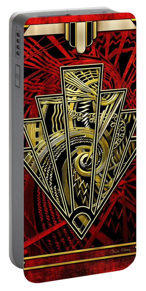 Staley Portable Battery Charger featuring the digital art Ruby Red and Gold by Chuck Staley