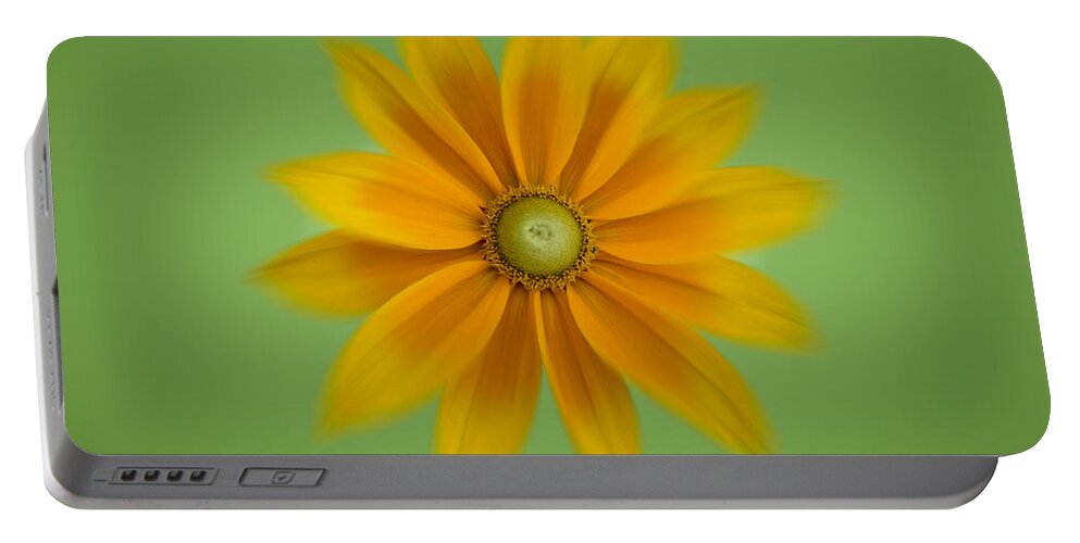 Irish Eyes Portable Battery Charger featuring the photograph Rudbeckia Blossom Irish Eyes - horizontal by Patti Deters