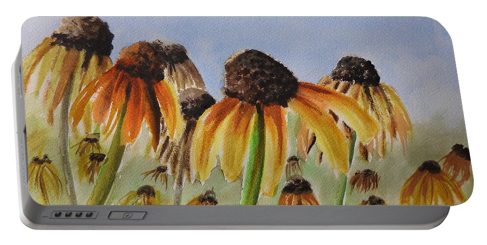 Black Eyed Susans Portable Battery Charger featuring the painting Rudbeckia Hirta by Betty-Anne McDonald
