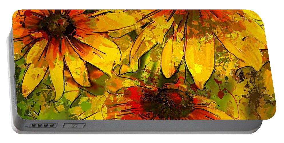 Abstract Art Portable Battery Charger featuring the digital art Rudbeckia hirta by Dragica Micki Fortuna