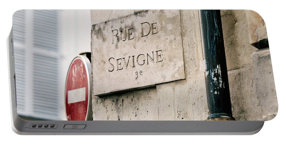 Rue De Sevigne Portable Battery Charger featuring the photograph Rue de Sevigne - Paris Photography by Melanie Alexandra Price