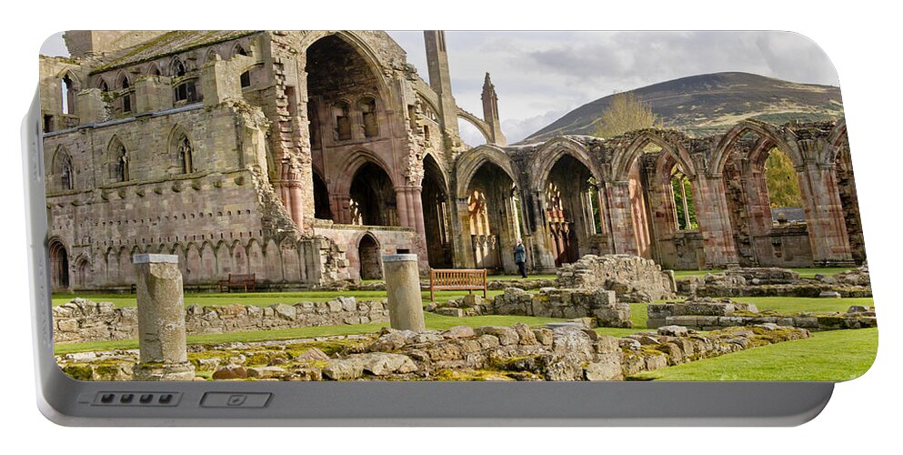 Melrose Abbey Portable Battery Charger featuring the photograph Ruins. Melrose Abbey. by Elena Perelman