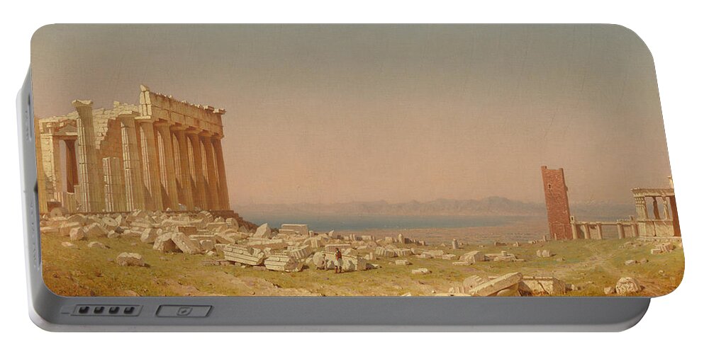 Ruins Of The Parthenon Portable Battery Charger featuring the painting Ruins of the Parthenon by Sanford Robinson Gifford