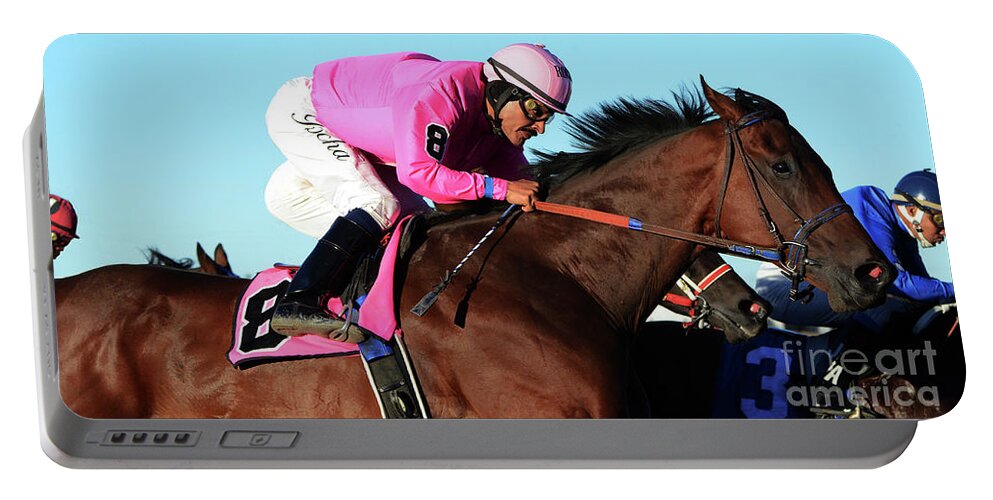 Dream Portable Battery Charger featuring the photograph Run For The Roses 1 by Bob Christopher