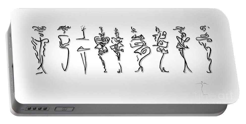  Portable Battery Charger featuring the drawing Runway Ladies by James Lanigan Thompson MFA