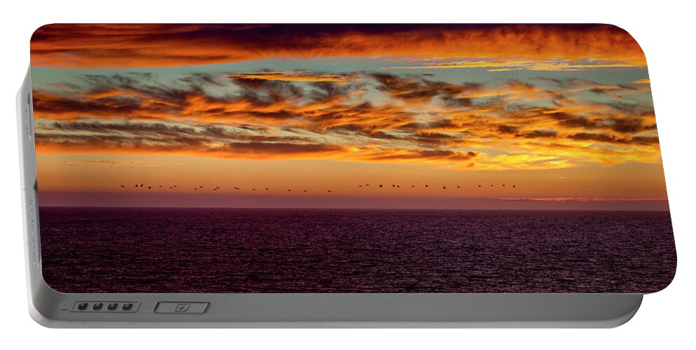  Sunset Portable Battery Charger featuring the photograph Rush Hour Traffic - Panorama by Gene Parks